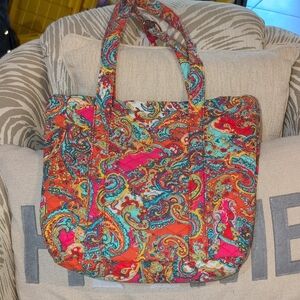 Beatybyboscovs Colorful Reversable Paisley Tote Bag And Pouch